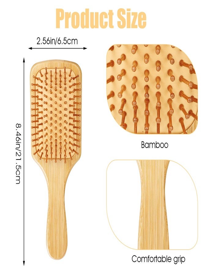 Wanmu 10 Pcs Bamboo Hair Brush, Bulk Round-tipped Bamboo Bristles Detangling Brush Paddle Lightweight Massage Anti Static for Women Men and Children, Stimulates Scalp for Hair Growth(8.5'' × 2.5') - Image 2